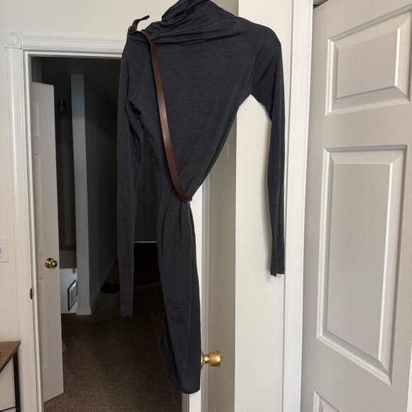 Jean Paul Gaultier gray wool leather harness asymmetrical dress size small - Picture 6 of 12